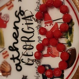 Red Beaded Loop Earrings - GameDay Earrings  Team Spirit Jewelry